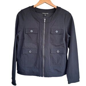 Banana Republic Womens Mini Pique Utility Jacket Shacket M Button Pockets Zip